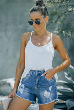 Load image into Gallery viewer, Dark Blue Frayed Shorts