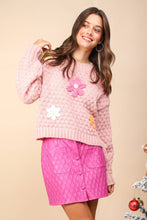 Load image into Gallery viewer, Hand Made Flower Applique Knit Sweater Top
