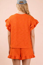 Load image into Gallery viewer, Orange Floral Textured Shorts Set
