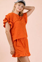 Load image into Gallery viewer, Orange Floral Textured Shorts Set
