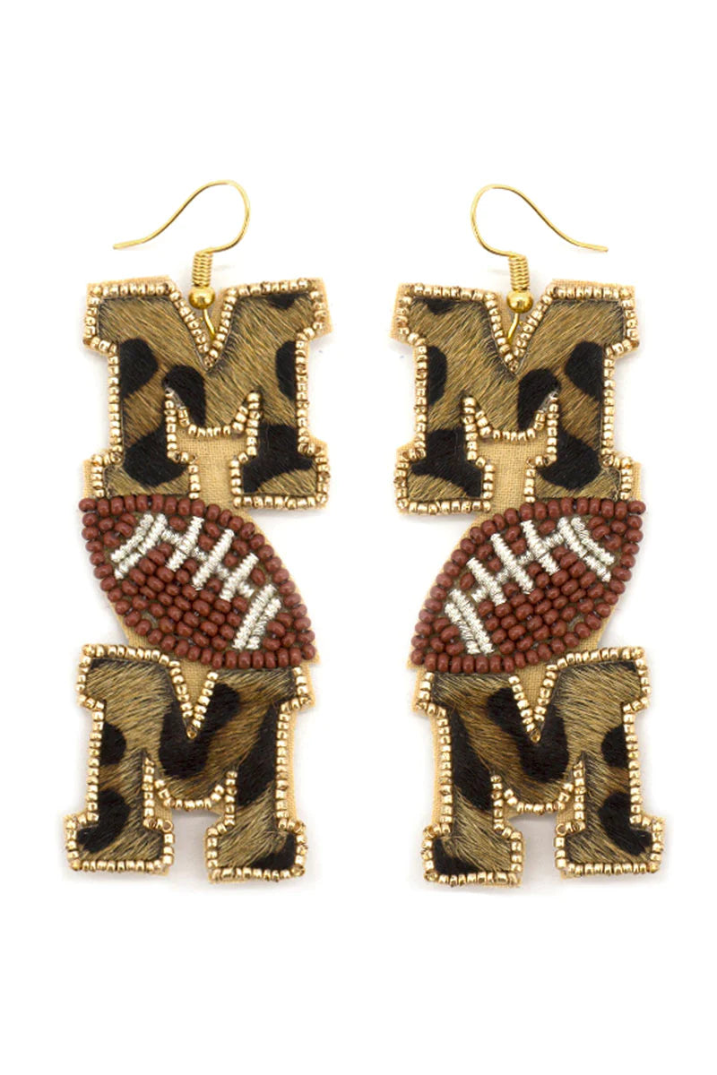 Leopard Football Mom Earrings
