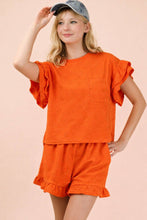 Load image into Gallery viewer, Orange Floral Textured Shorts Set
