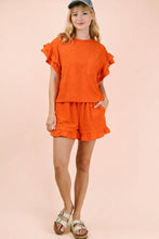 Load image into Gallery viewer, Orange Floral Textured Shorts Set
