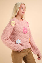 Load image into Gallery viewer, Hand Made Flower Applique Knit Sweater Top
