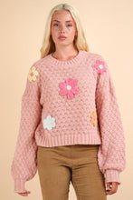 Load image into Gallery viewer, Hand Made Flower Applique Knit Sweater Top
