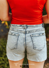Load image into Gallery viewer, L&amp;B Vintage Studded Frayed Mid Rise Shorts
