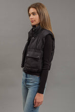 Load image into Gallery viewer, CROPPED ZIP UP CARGO PUFFER VEST
