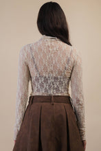 Load image into Gallery viewer, High Neck Fitted Sheer Mesh Lace Knit Top
