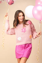 Load image into Gallery viewer, Hand Made Flower Applique Knit Sweater Top
