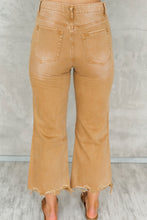 Load image into Gallery viewer, Brown Distressed High Waist Cropped Flare Jean
