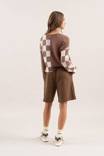 Load image into Gallery viewer, COLORBLOCK CHECKERED LONG SLEEVE KNIT SWEATER
