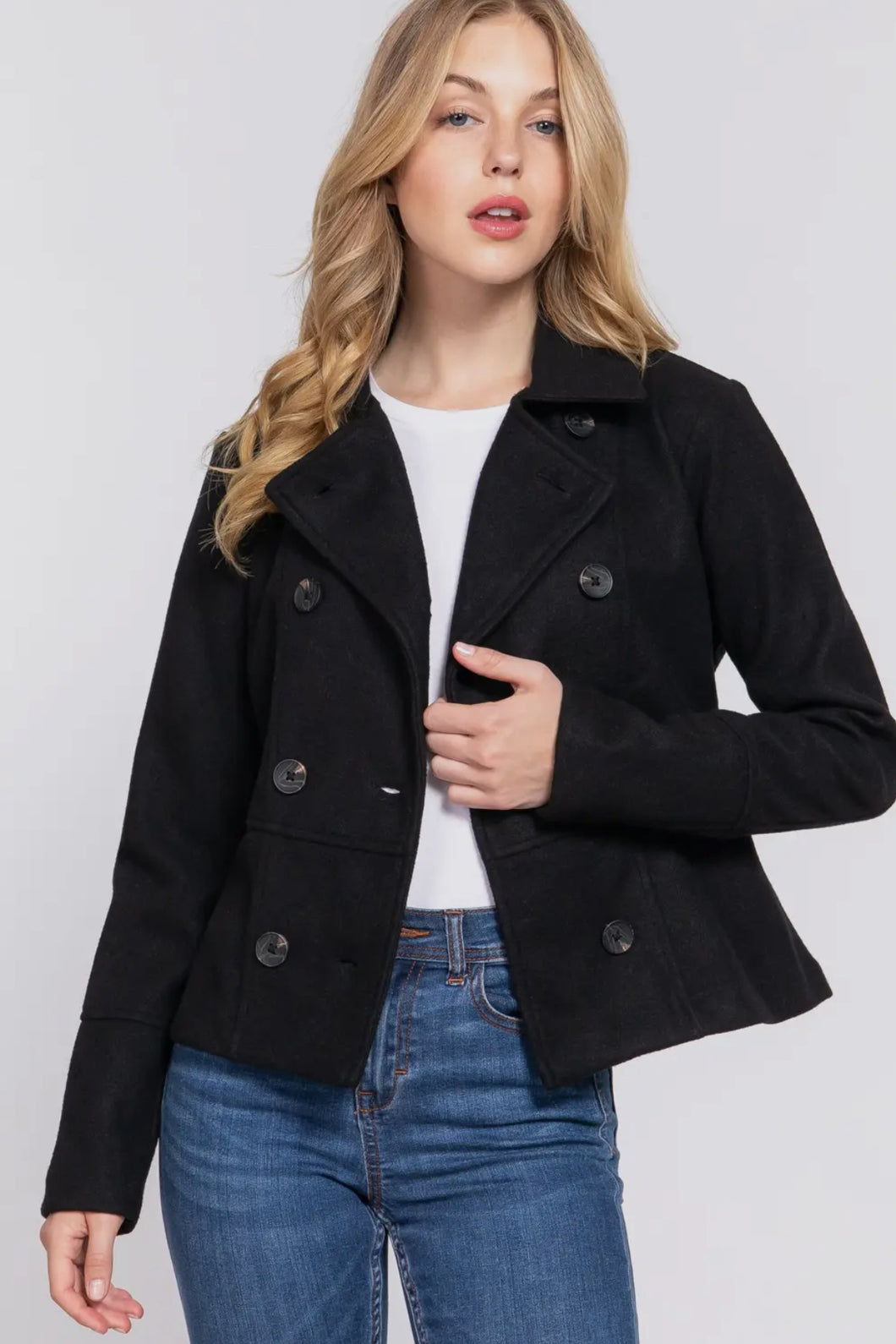 Double Breasted Coat-Black