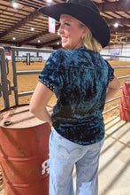 Load image into Gallery viewer, TEAL Vallejo Velvet Button Up
