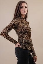Load image into Gallery viewer, High Neck Fitted Sheer Mesh Lace Knit Top
