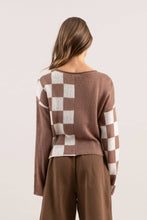 Load image into Gallery viewer, COLORBLOCK CHECKERED LONG SLEEVE KNIT SWEATER
