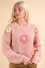 Load image into Gallery viewer, Hand Made Flower Applique Knit Sweater Top
