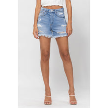Load image into Gallery viewer, High Rise Frayed Hem Mom Shorts
