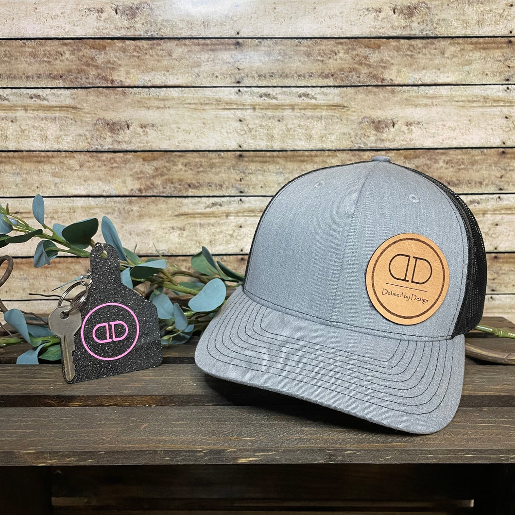 Custom Leather Patch Hat & Keychain (Sample)