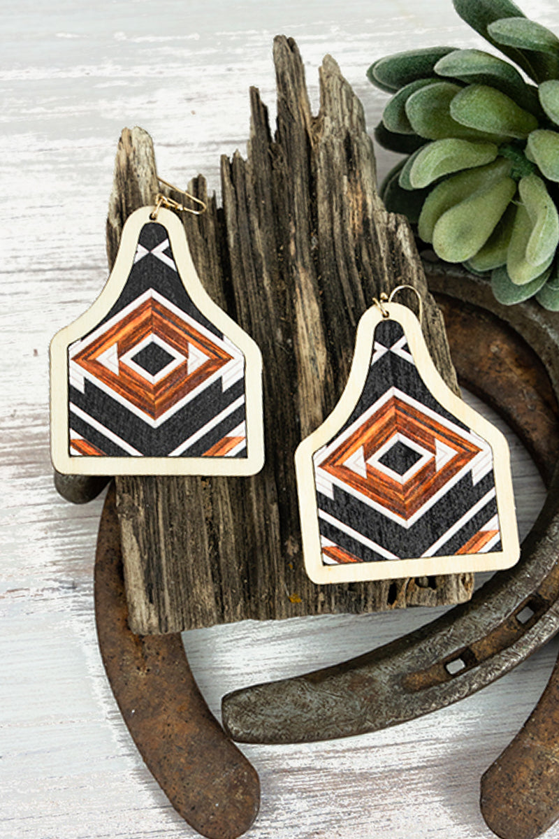 SIERRA NEVADA WOOD CATTLE TAG EARRINGS