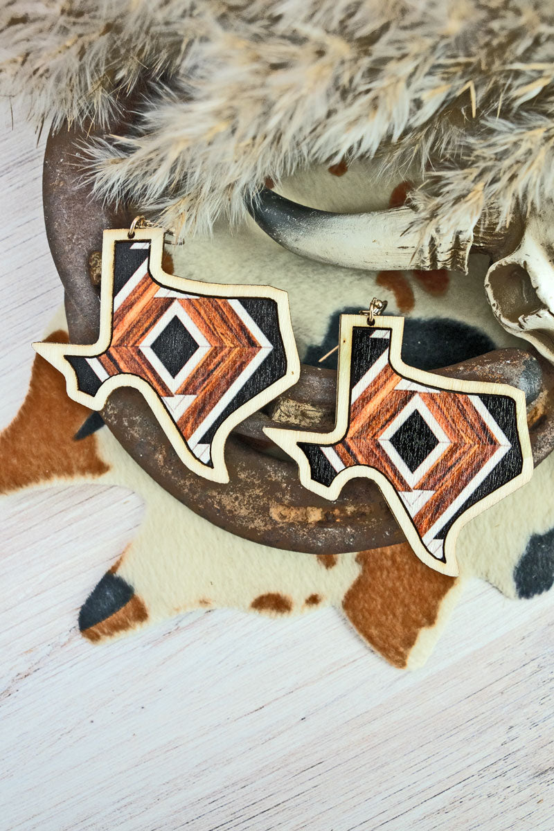 SIERRA NEVADA WOOD STATE OF TEXAS EARRINGS