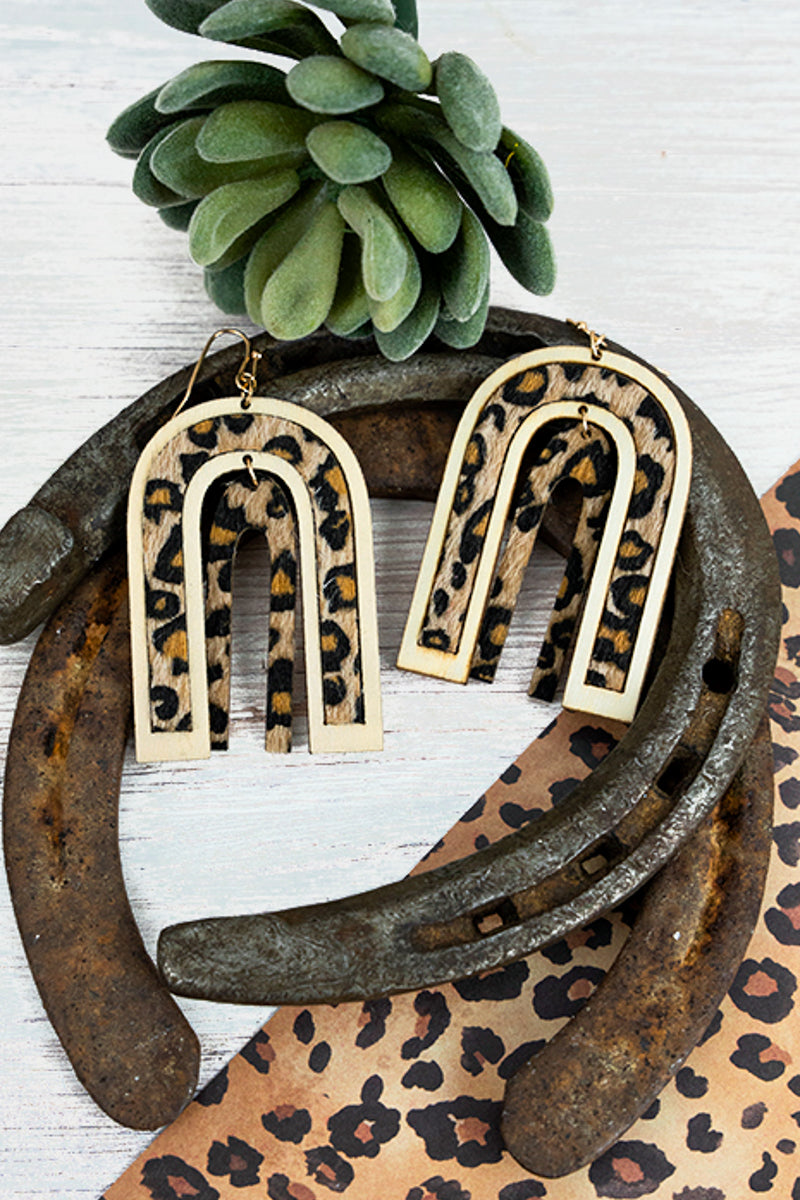 LORNA LEOPARD/SONORAN DESERT WOOD EARRINGS